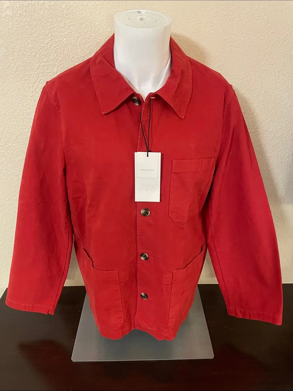 Zara Red Men's Lightweight Button-Up Shirt Jacket
